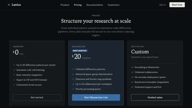 X-Ray Crystallography — Web · pricing