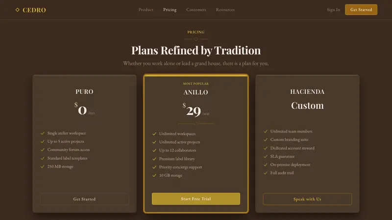 Cuban Habano Cigar — Web · pricing