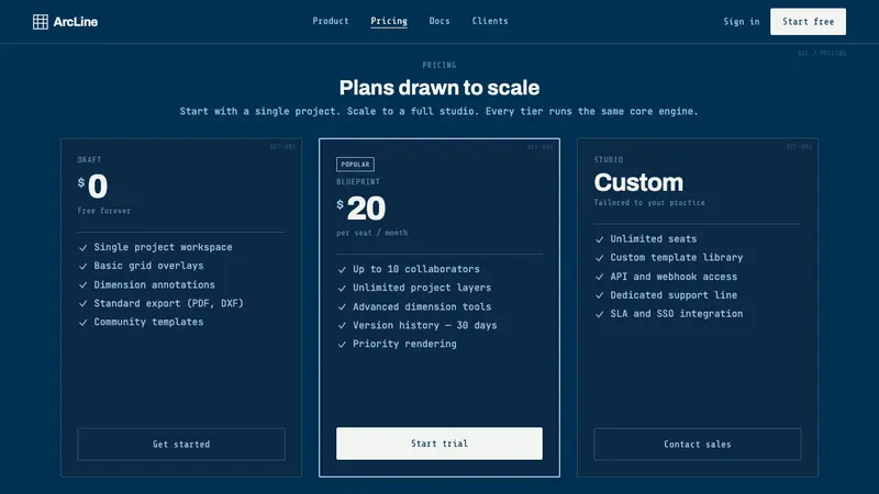 Architect Cyanotype — Web · pricing