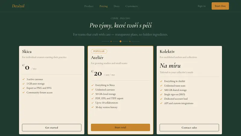 Czech Prague Modernist Cafe (2020) — Web · pricing