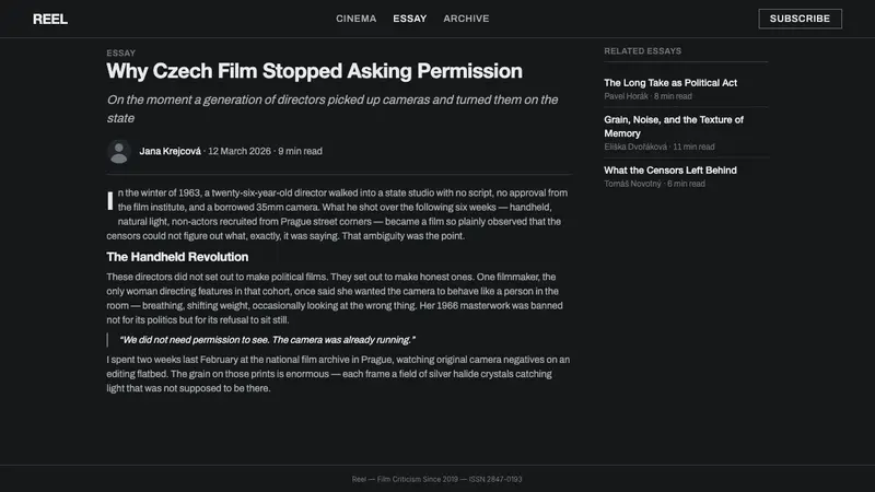 Czechoslovak New Wave Cinema — Web · article