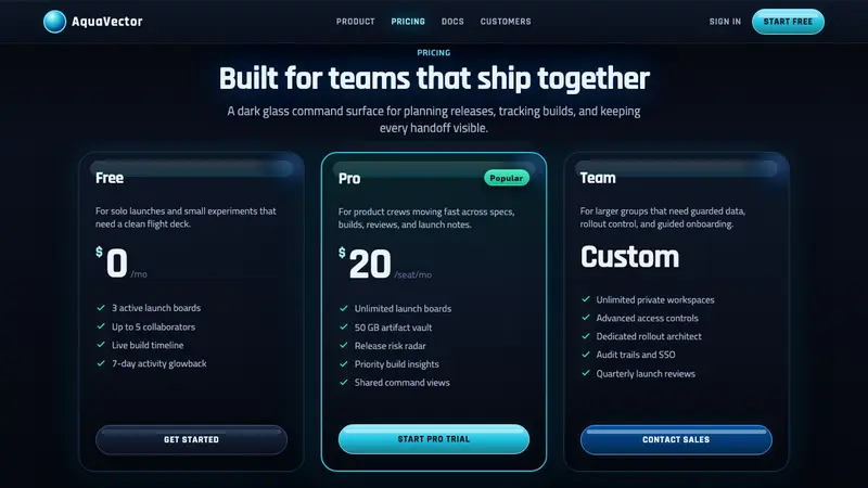 Dark Aero — Web · pricing