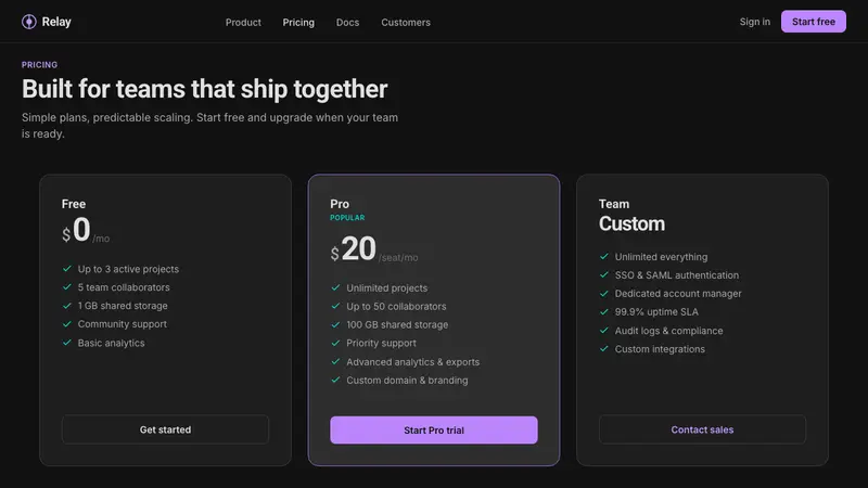 Dark Mode UI — Web · pricing