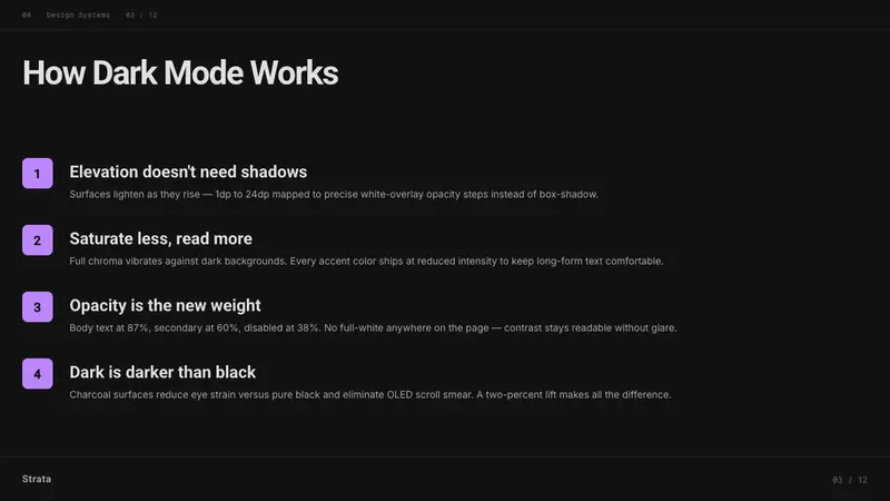 Dark Mode UI — Slides · content