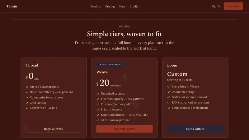 Iban Pua Kumbu — Web · pricing