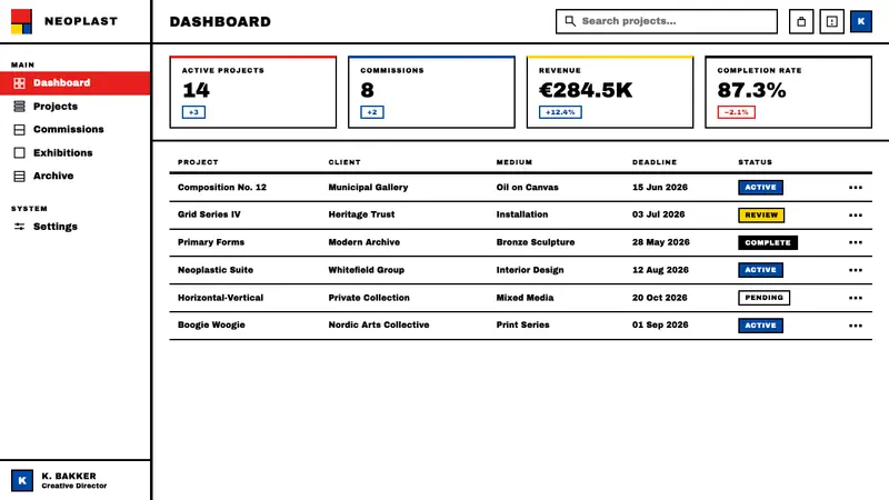 De Stijl — Web · dashboard