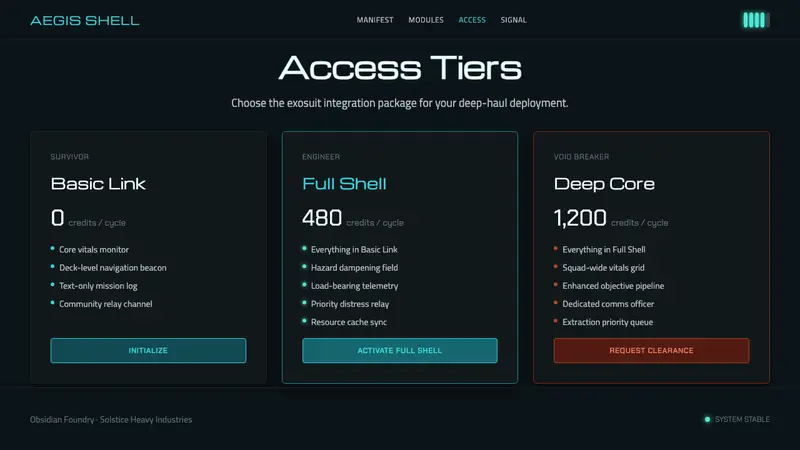 Dead Space Ishimura — Web · pricing
