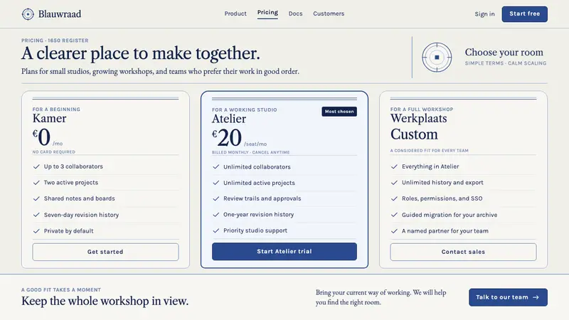 Delft Blauw — Web · pricing