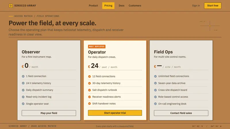 Desert Solar Megafield — Web · pricing