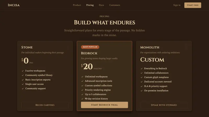 Desert Varnish — Web · pricing