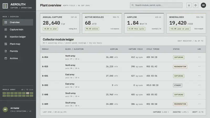 Direct Air Capture Plant — Web · dashboard