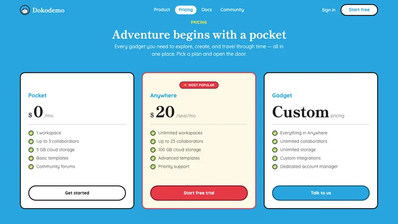 Doraemon — Web · pricing