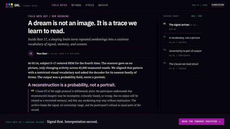 Dream Recording Lab — Web · article