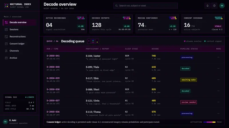 Dream Recording Lab — Web · dashboard