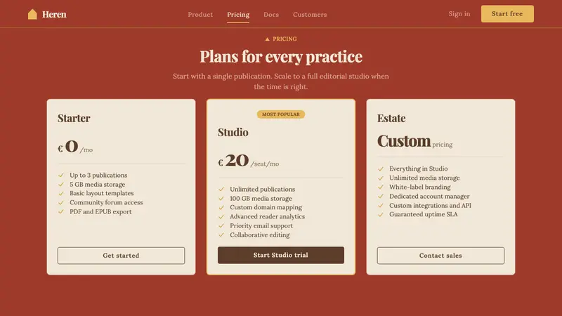 Amsterdam Canal House — Web · pricing