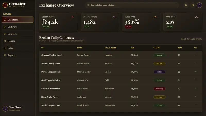 Dutch Tulip Mania — Web · dashboard