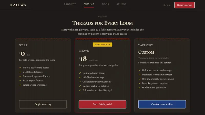 Ecuadorian Otavalo Cochineal Loom — Web · pricing
