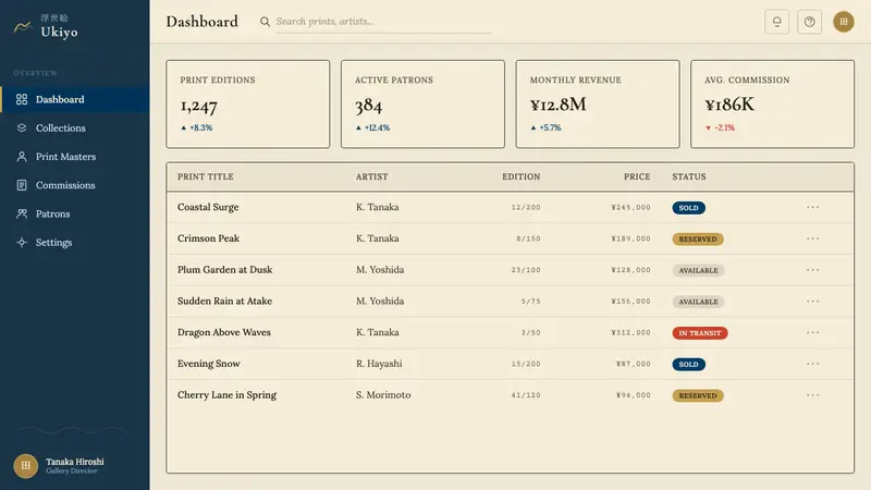 Edo Ukiyo-e (Hokusai) — Web · dashboard