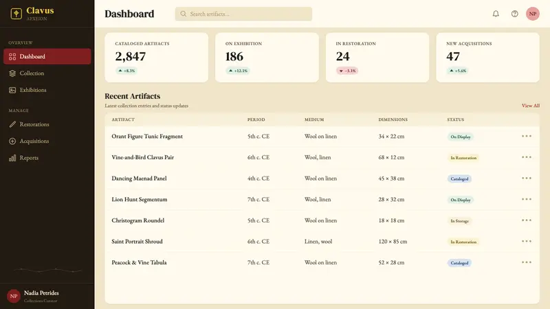Egyptian Coptic Textile — Web · dashboard