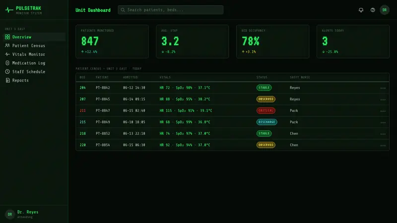 EKG Vital Monitor — Web · dashboard