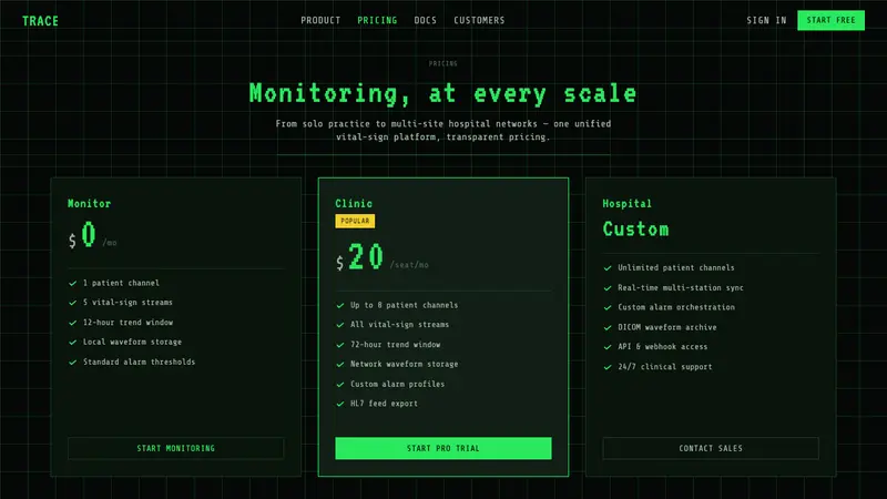 EKG Vital Monitor — Web · pricing