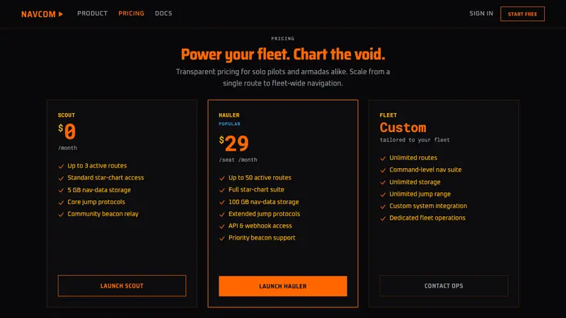 Elite Dangerous (Cobra HUD) — Web · pricing