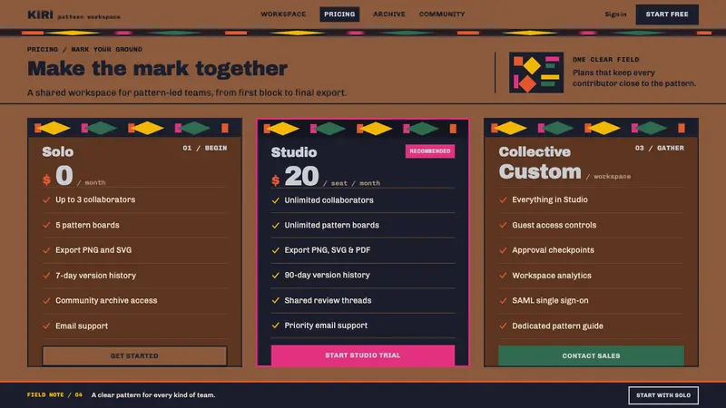 Emberá Jagua — Web · pricing