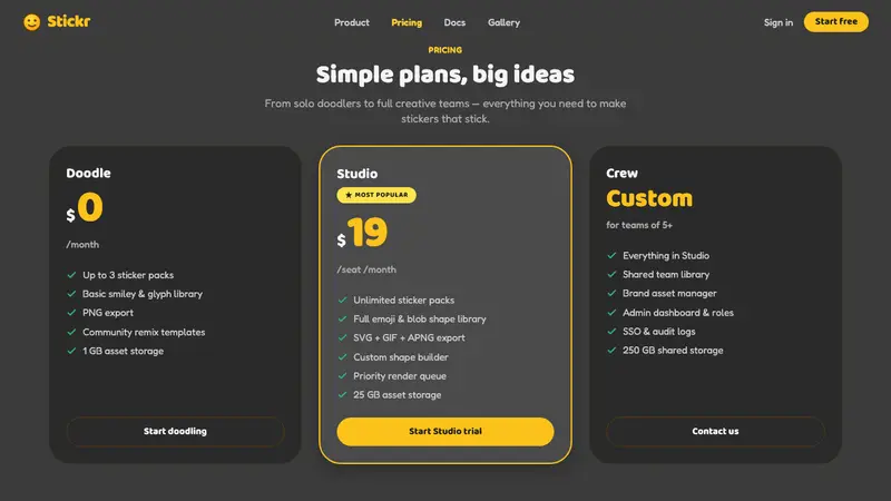 Emoji & Sticker Design — Web · pricing