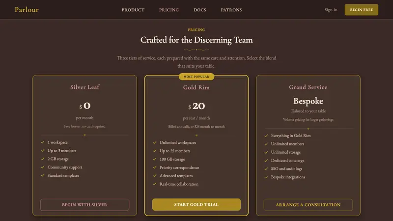 English Afternoon Tea — Web · pricing