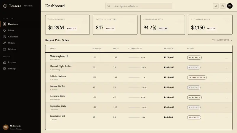 M.C. Escher Impossible — Web · dashboard