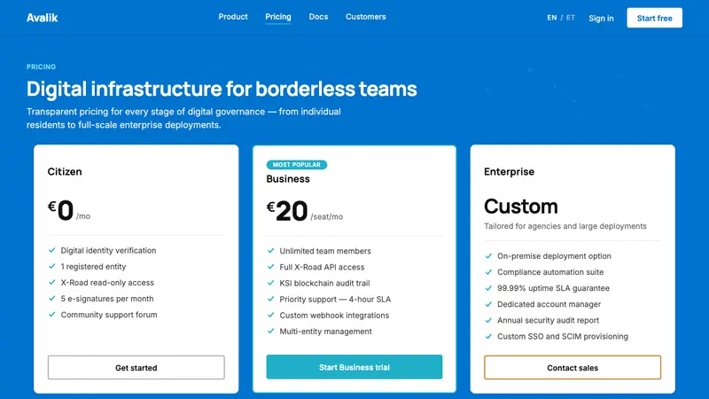 Estonia e-Residency Digital (2014) — Web · pricing