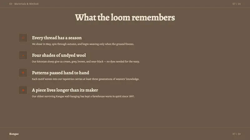Estonian Folk Tapestry (Anu Raud) — Slides · content