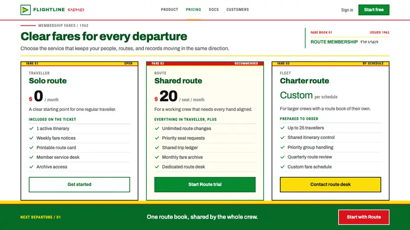 Ethiopian Airlines 1960s — Web · pricing
