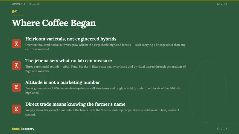 Ethiopian Coffee Buna — Slides · content