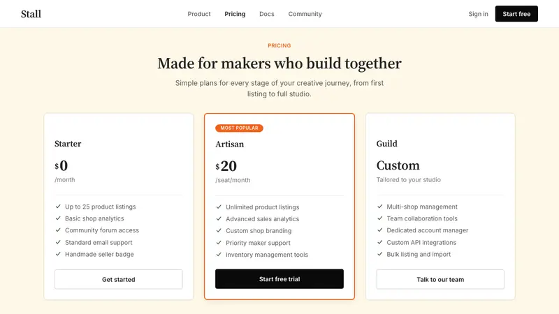 Etsy Handmade — Web · pricing