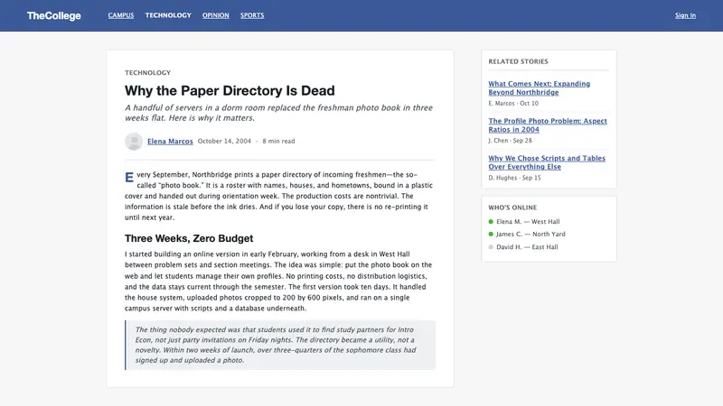 Facebook 2004 — Web · article