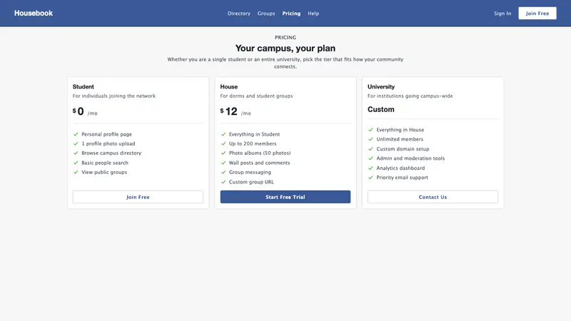 Facebook 2004 — Web · pricing