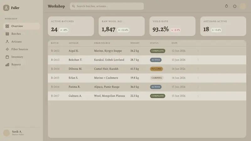 Wool Felting — Web · dashboard
