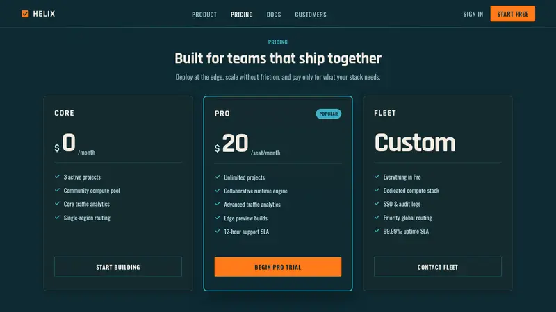 The Fifth Element — Web · pricing
