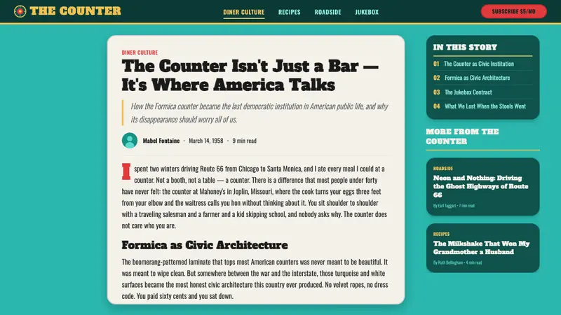 1950s Diner Aqua — Web · article
