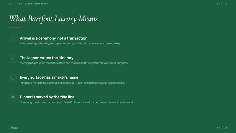 Fiji Tropical Resort Luxe Modern — Slides · content