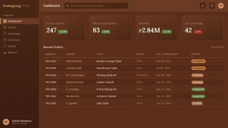 Filipino Narra Hardwood — Web · dashboard