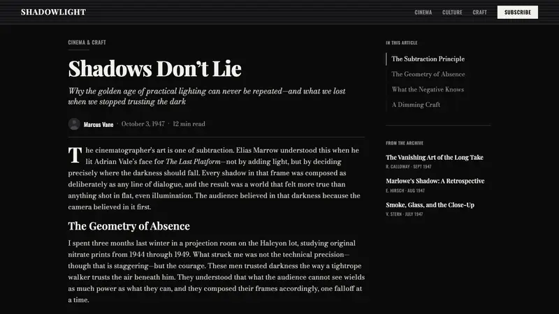 Film Noir Chiaroscuro — Web · article