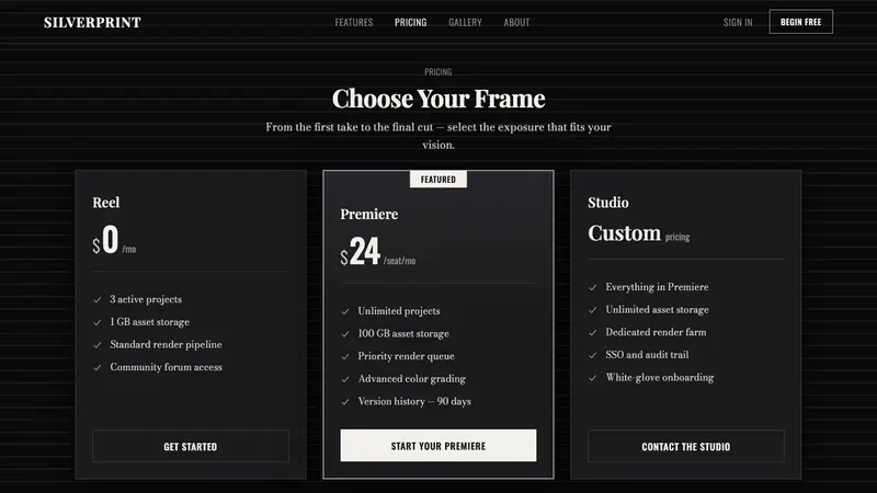 Film Noir Chiaroscuro — Web · pricing