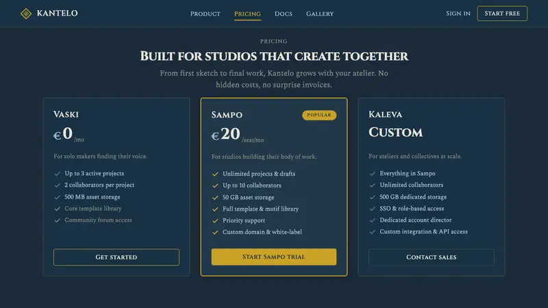 Finnish Kalevala Epic — Web · pricing