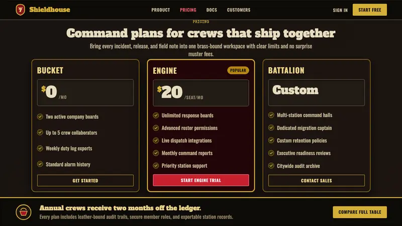 Fire Brigade Shield — Web · pricing