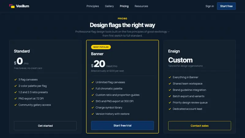Vexillology Flag Design — Web · pricing