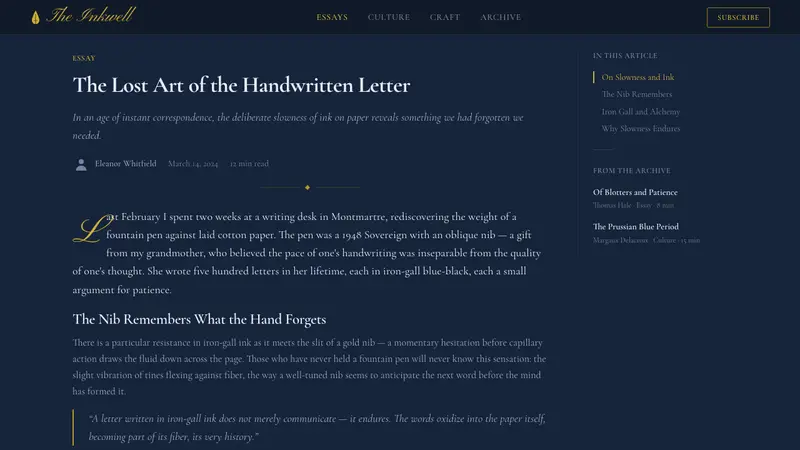 Fountain Pen & Ink — Web · article