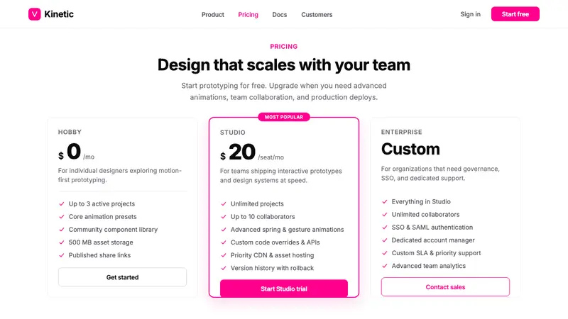 Framer Motion Pink — Web · pricing