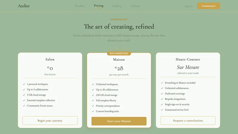 French Pâtisserie — Web · pricing